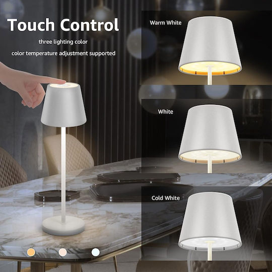 Table Lamp LED with White Shade and Base