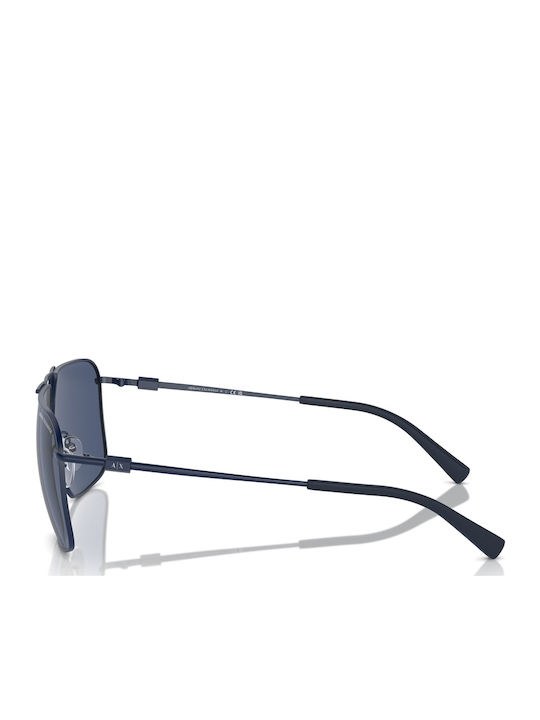 Armani Exchange Men's Sunglasses with Gray Metal Frame and Blue Lens