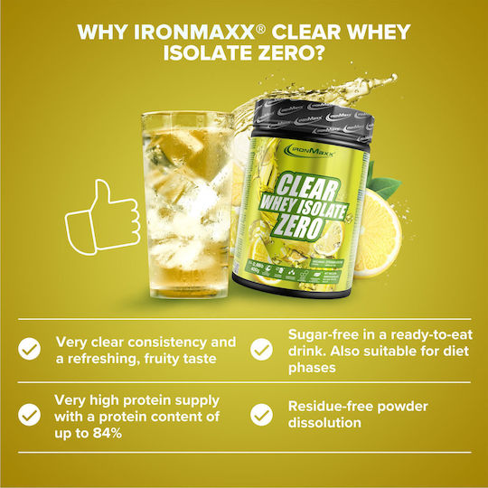 IronMaxx Clear Whey Isolate ZERO Protein Whey Lactose Free with Flavor Lemon Ice Tea 400gr