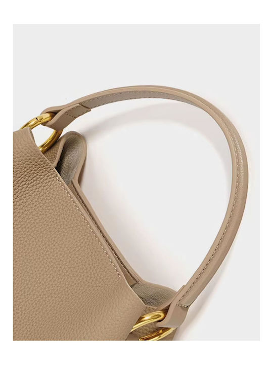 Leather Women's Bag Shoulder Beige