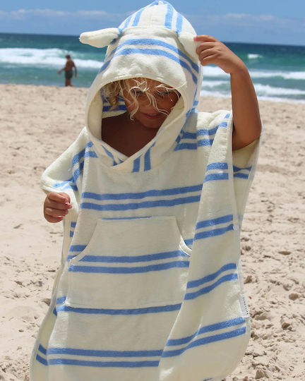 Παιδική Πετσέτα Θαλάσσης Κουκούλα Sunnylife Character Sid Seagull Blue Stripe Blue 9339296069721
