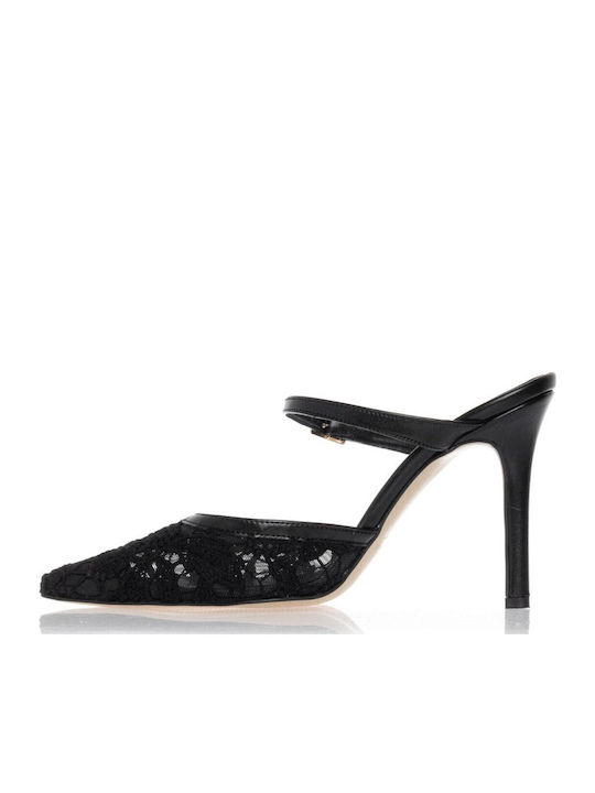 Mules with High Heel in Black Color