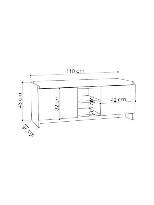 Ξύλινη Παπουτσοθήκη Zulla 110x37x43cm