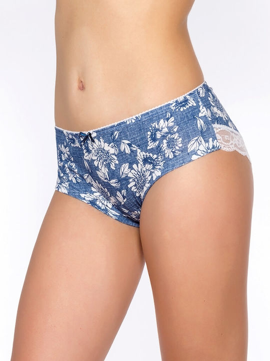Damen Slip mit Spitze Blue, White