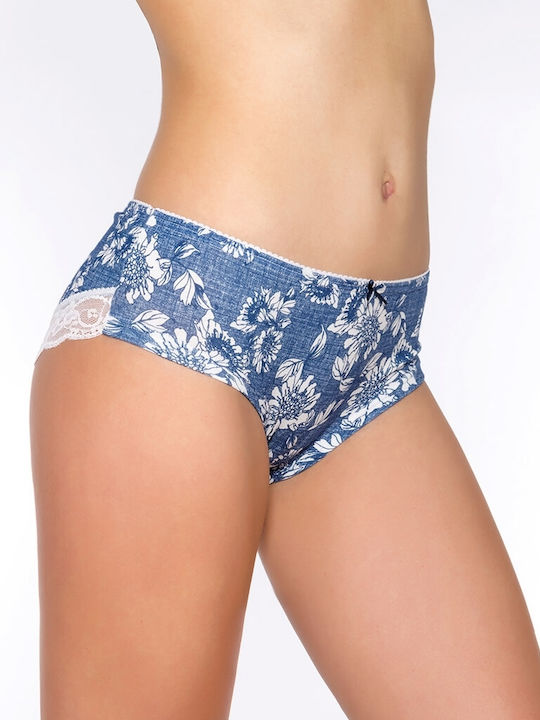 Damen Slip mit Spitze Blue, White