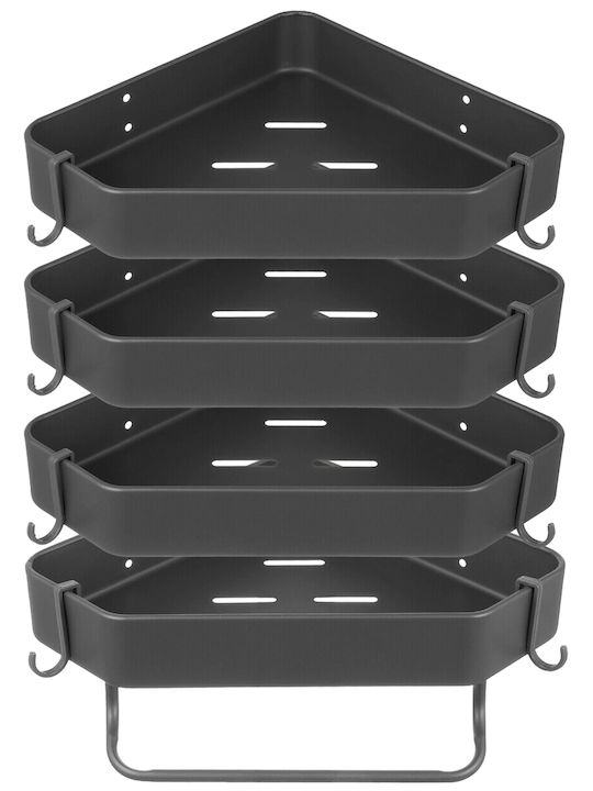 Quasar Colțar Montat pe perete Raft Baie Metal 23x23x5cm Gri