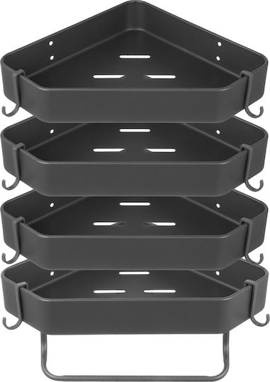 Quasar Colțar Montat pe perete Raft Baie Metal 23x23x5cm Gri