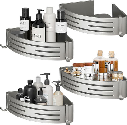 Quasar Corner Wall Mounted Bathroom Shelf Metallic 21x21x6.8cm Gray