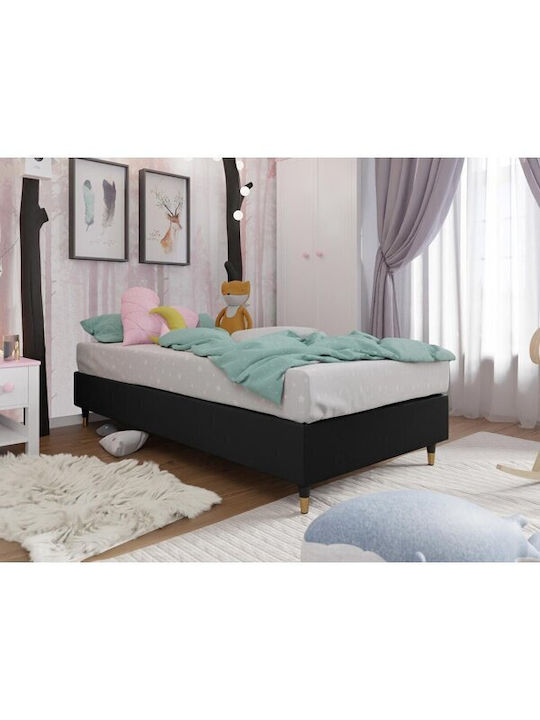 Kids Bed Classic Single with Mattress Black 90x200cm