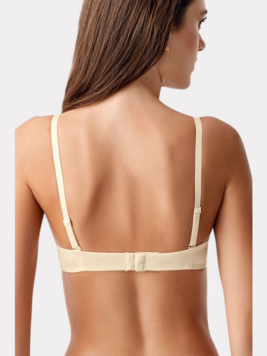 Μπεζ Strapless Σουτιέν Push Up