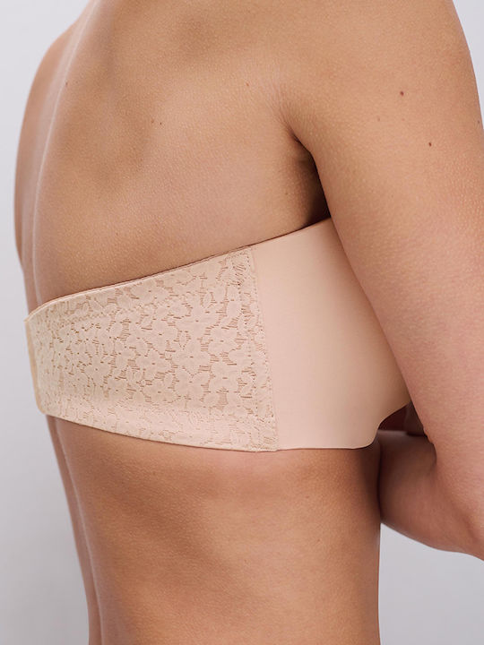 Μπεζ Strapless Σουτιέν με Μπανέλες