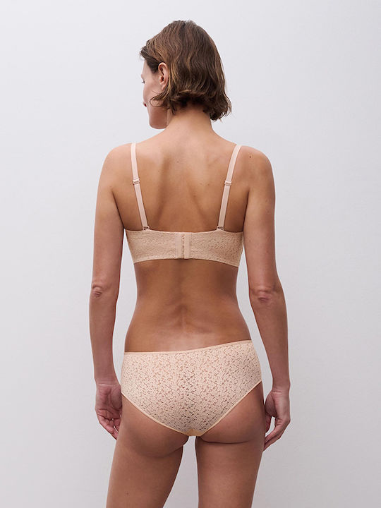 Μπεζ Strapless Σουτιέν με Μπανέλες