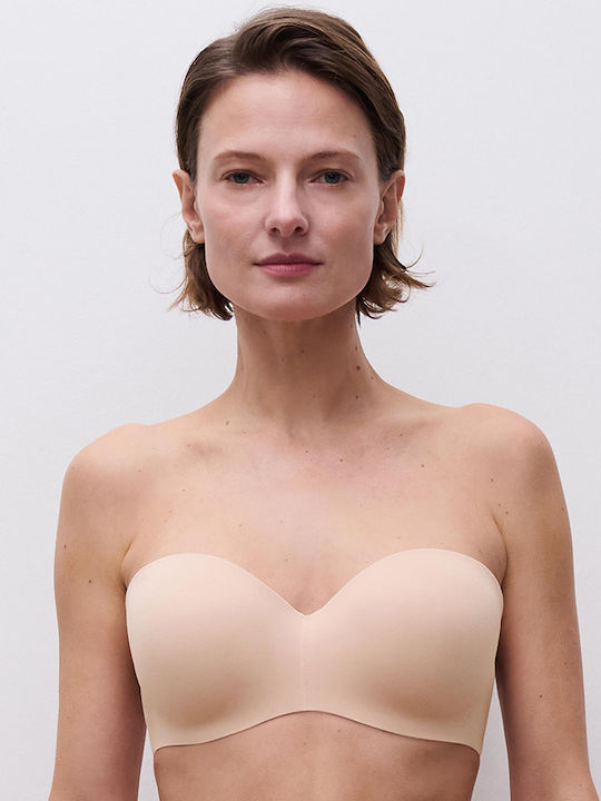 Μπεζ Strapless Σουτιέν με Μπανέλες