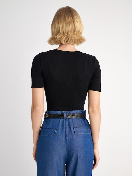 Staff Damen Baumwoll-Bodysuit Slim Fit 63-016.053 Schwarz 63-016.053