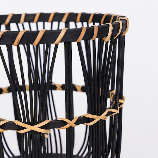 Set Decorative Baskets Wicker Black 36.5x36.5x30cm 3 Pieces