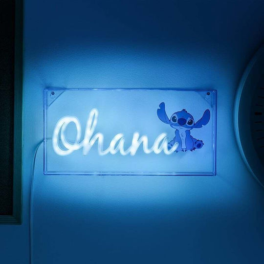 Paladone Led Kids Desk Lamp Neon Stitch Ohana Blue 30.5x15.5cm