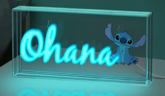 Paladone Led Kids Desk Lamp Neon Stitch Ohana Blue 30.5x15.5cm