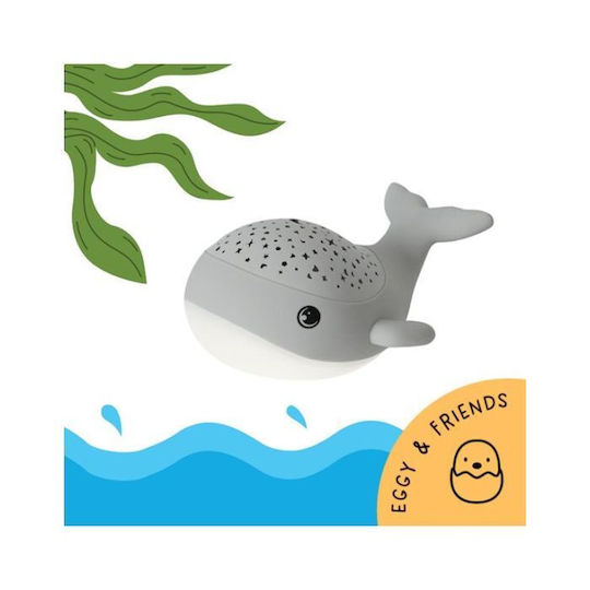 Mega Light Παιδικό Διακοσμητικό Φωτιστικό Willy Whale με Προβολή Αστεριών Λευκό 14.3x17x8.9εκ.