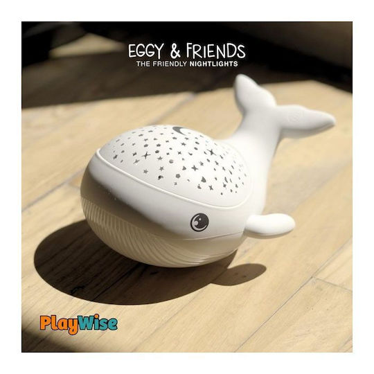 Mega Light Παιδικό Διακοσμητικό Φωτιστικό Willy Whale με Προβολή Αστεριών Λευκό 14.3x17x8.9εκ.
