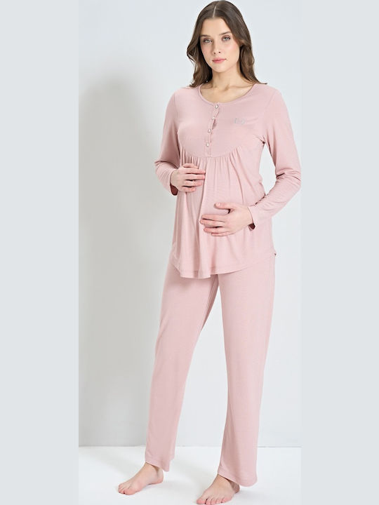 Pijadore Set Pyjamas Schwangerschaft & Stillen Pink