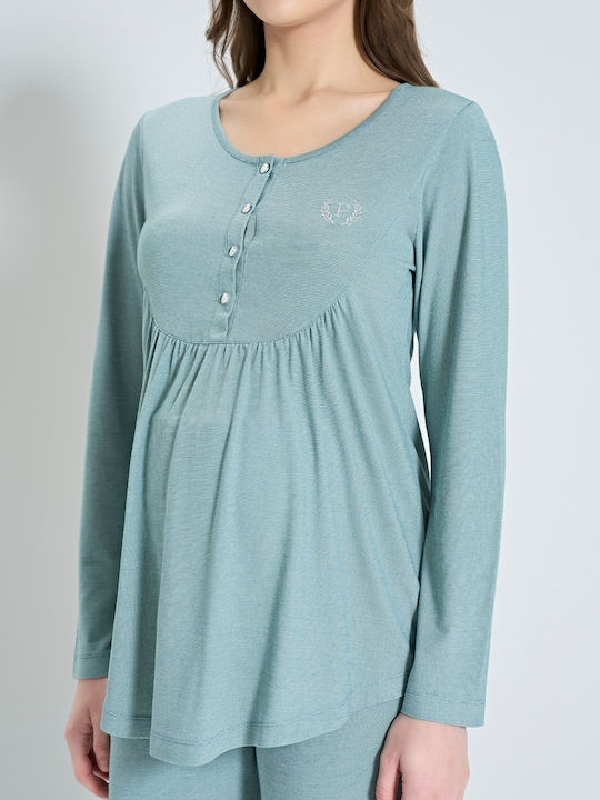Pijadore Maternity Pajama Set & Nursing Mint