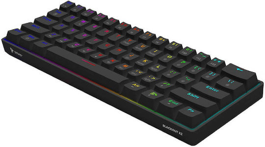 Savio Blackout X2 Gaming Mechanical Keyboard 60% with Outemu Red switches and RGB lighting (English US)