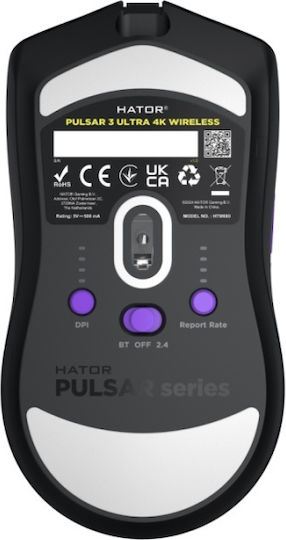 HATOR Pulsar 3 Ultra Ασύρματο RGB Gaming Ποντίκι 30000 DPI Μαύρο