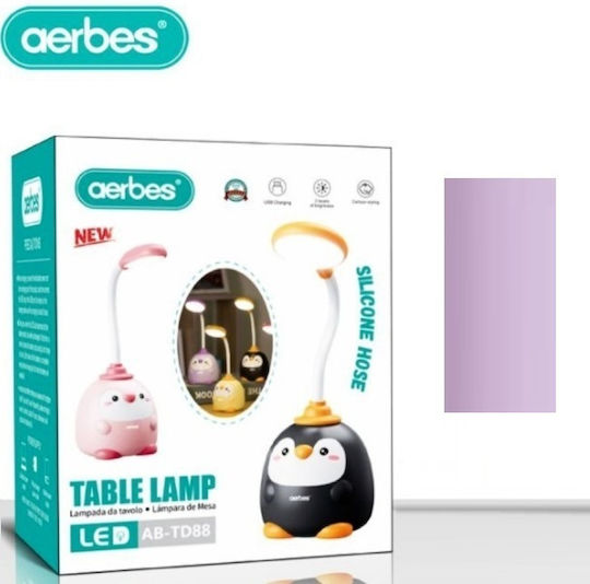 Aerbes Led Kids Desk Lamp Penguin Purple 11x9cm