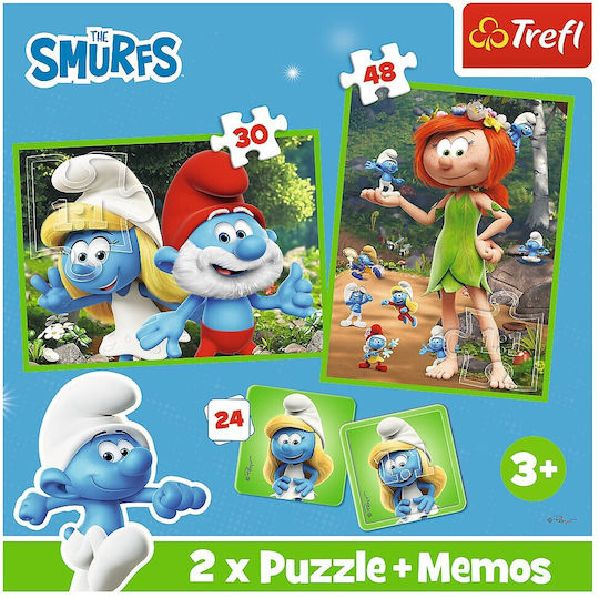 Trefl Puzzle 2 in 1 + Memory Glückliche Aktivitäten Schlümpfe Insgesamt 78 Teile