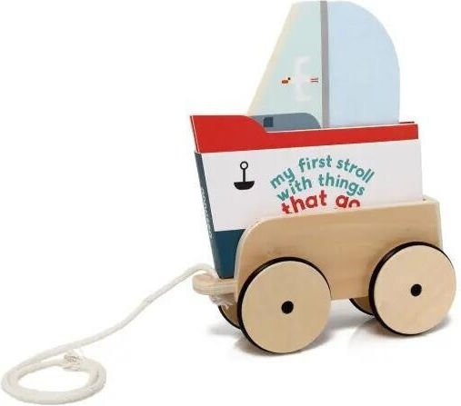 Oddy At Sea Дърпаща играчка Книга, Кораб от дърво със звуци за 6++ месеца