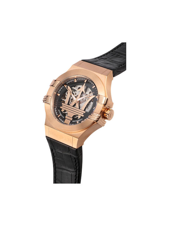 Maserati Potenza Herrenuhr 42mm Chronograph Batterie mit Schwarz Lederarmband