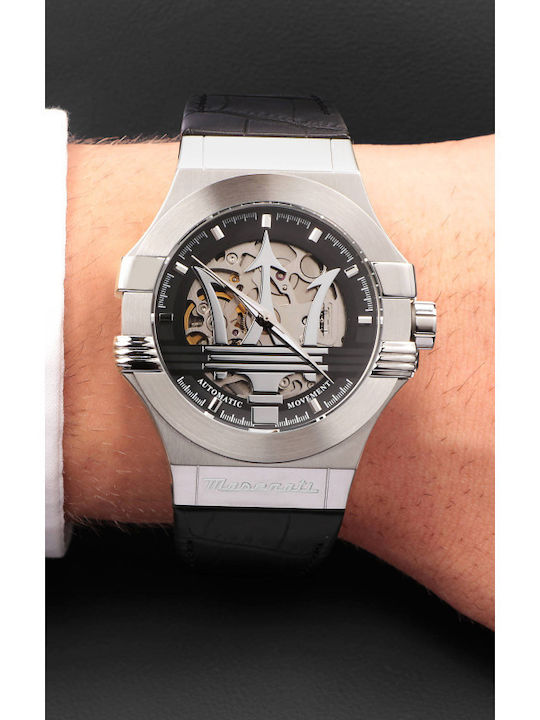 Maserati Potenza Men's Watch 42mm Automatic with Black Metal Bracelet