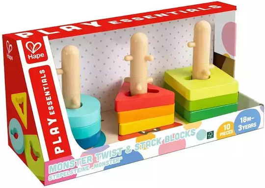 Дървен комплект за сортиране на форми Hape Twist & Stack 10 части