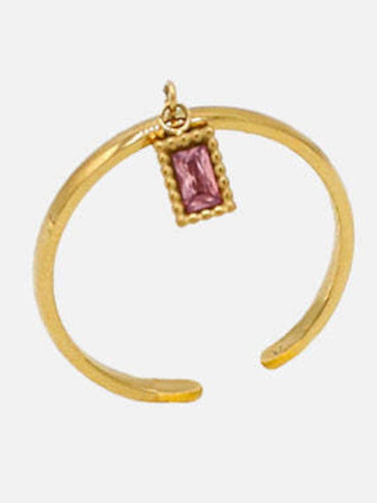 AEC Paris Damen Ring mit Zirkonia aus Stahl Vergoldet
