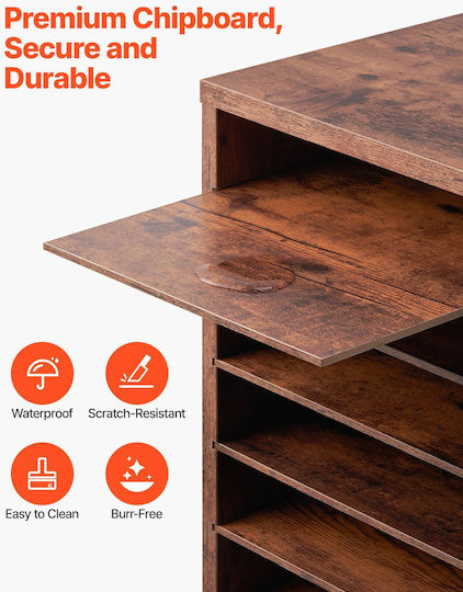 Vevor Wooden Literature Organizer 27 Compartments Removable Shelves Dark Brown