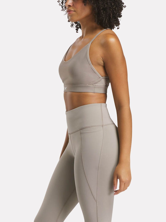 Reebok Women's Lux Strappy Sports Bra Gritty Grey