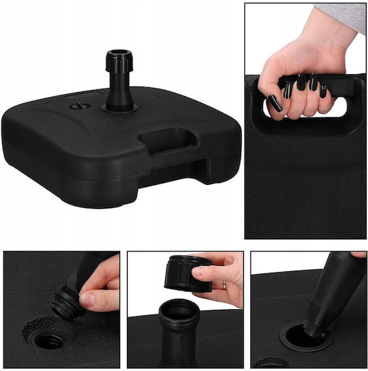 Bază de Umbrelă Apă - Nisip Plastică 22lt Pătrată Neagră