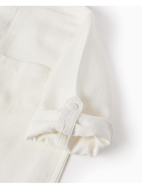 Kids Shirt Long Sleeve Linen White