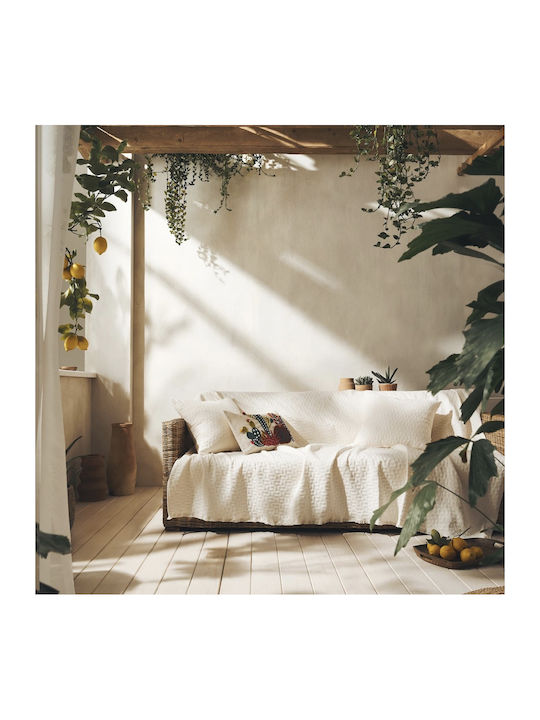 Gofis Home Eliena Dreisitzer-Sofa Wurf Jacquard 180x310cm Ecru 402/05