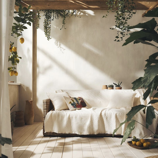 Gofis Home Eliena Ριχτάρι Τριθέσιου Καναπέ Ζακάρ 180x310εκ. Ivory 402/05
