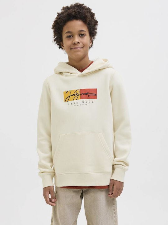 Kids Sweatshirt with Hood and Pockets Beige