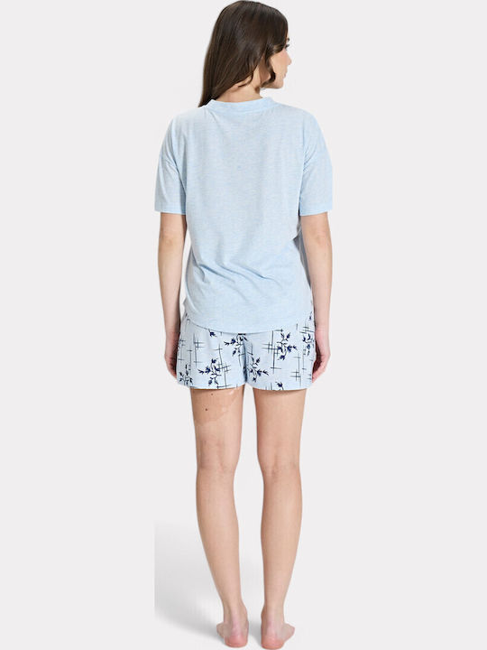 Pijadore Sommer Damen Pyjama-Set Light Blue