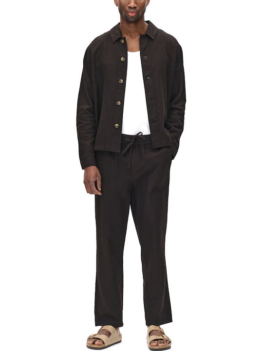 Long-sleeved Linen Shirt Black