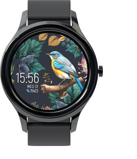 Forever ForeVive 3 SB-340 with 3W bluetooth speaker 43mm Smartwatch with Heart Rate Monitor (Black)