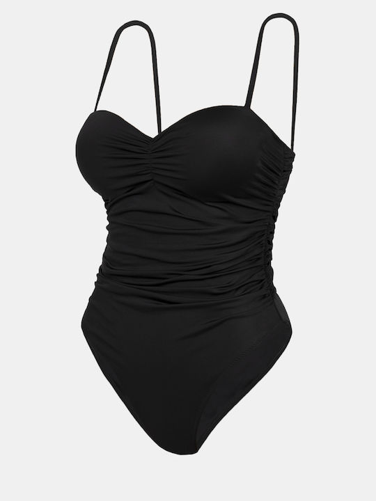 Strapless One-Piece Swimsuit with Padding Black