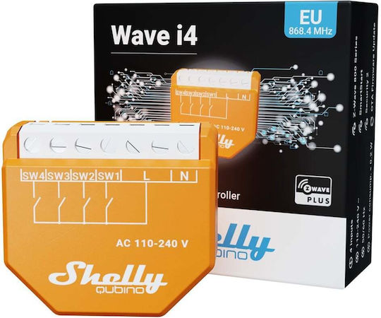 Shelly Smart Switch 4 Καναλιών Wi-Fi & Z-Wave (με Ουδέτερο)