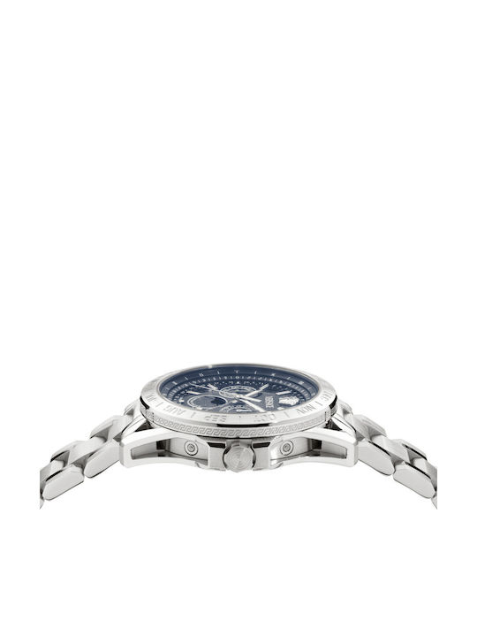 Versace V-galaxy Moonphase Men's Watch Battery with Silver Metal Bracelet