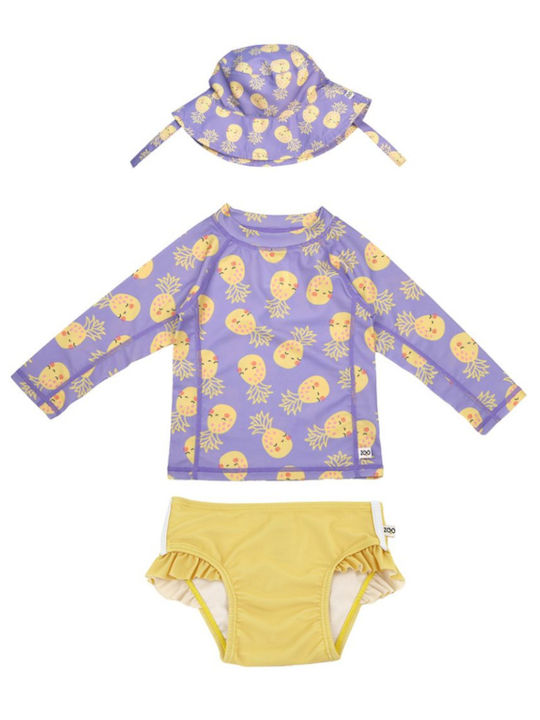 Zoocchini Kids Swimwear Swimwear Set with Hat Pineapple