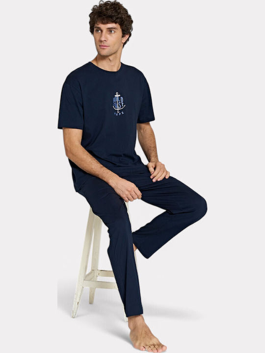 Мъжки летни пижами Pijadore Hold Fast Blue Pjdr1815-1-blue