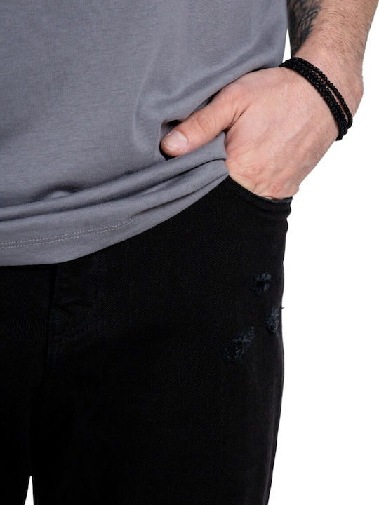 Ανδρικό Παντελόνι Τζιν Ελαστικό Relaxed Fit Black